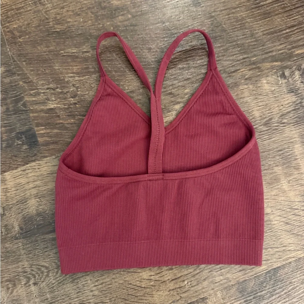 SET ACTIVE | Brand New, No Tags Sculptflex Ribbed V Bra in Maroon, Size XS